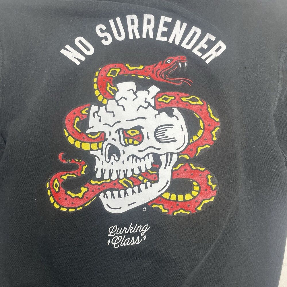 Lurking Class No Surrender Skulll Snake Hooded Sweatshirt Black Sz M